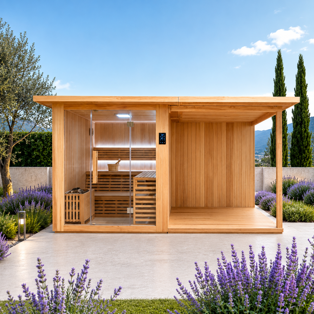 4-Person Traditional Sauna with Covered Deck
