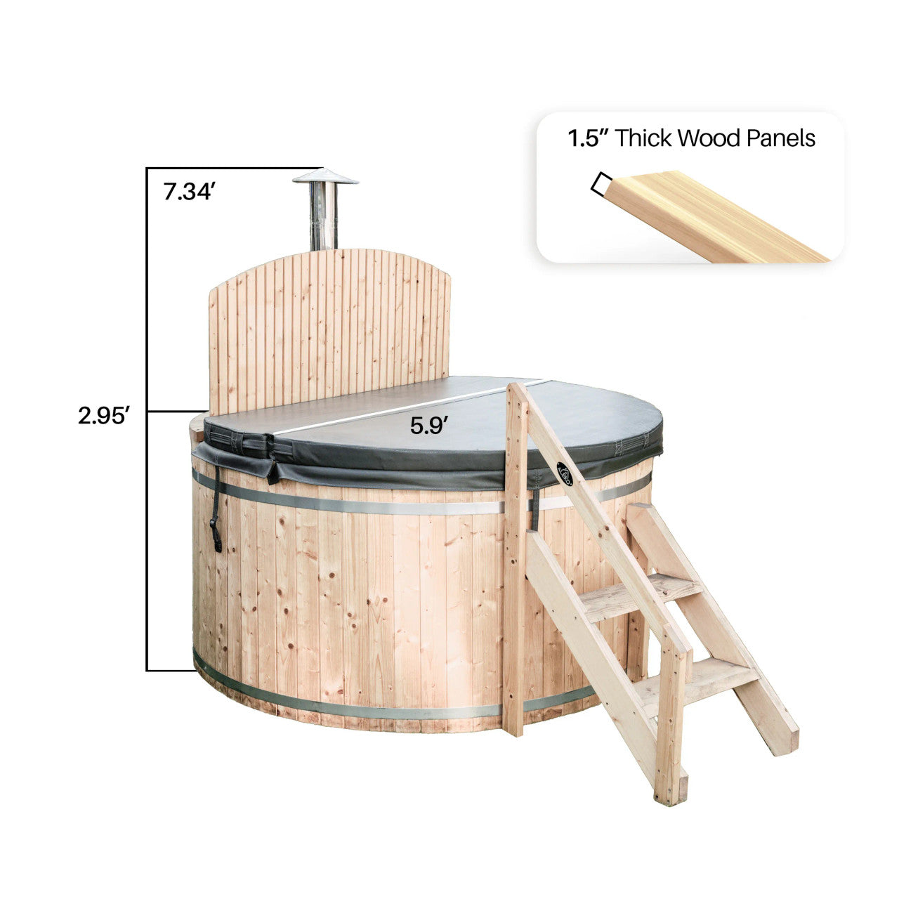 Wood-Fired Hot Tub and Ice Bath with Internal Stove – 4-5 Person – Pine