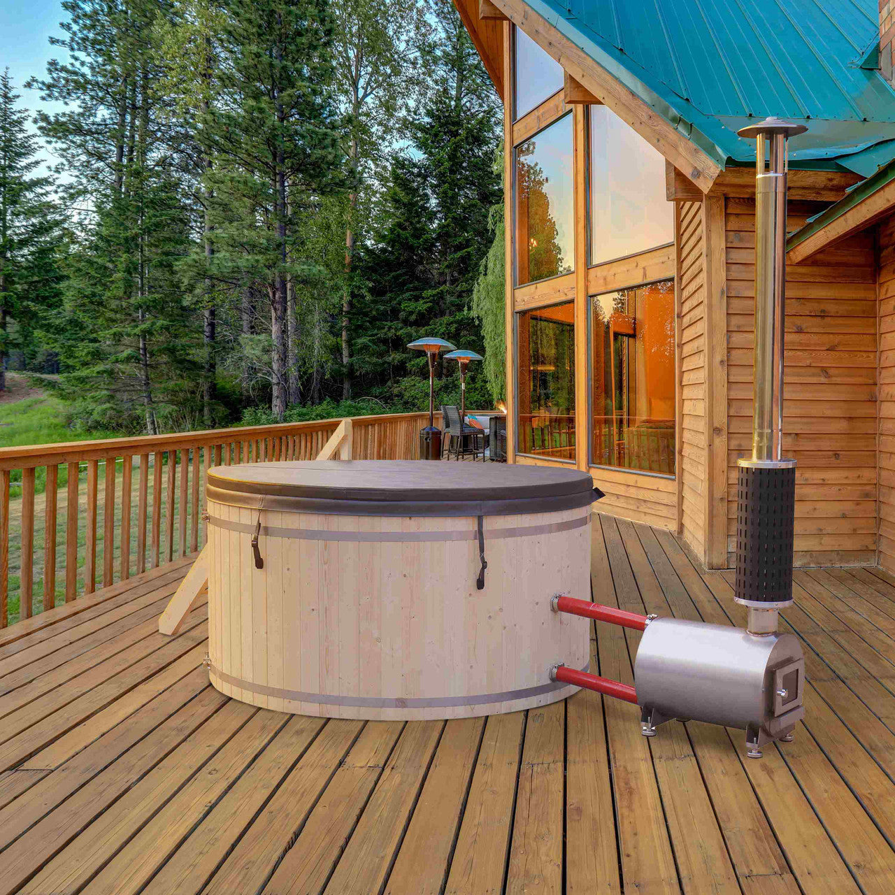 Wood-Fired Hot Tub and Ice Bath with Internal Stove – 4-5 Person – Pine