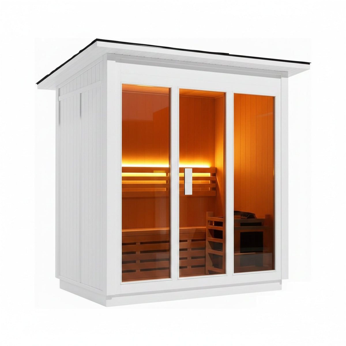 Custom 4-Person Luxury Canadian Hemlock Outdoor Steam Sauna With Heater And Stones Made-To-Order