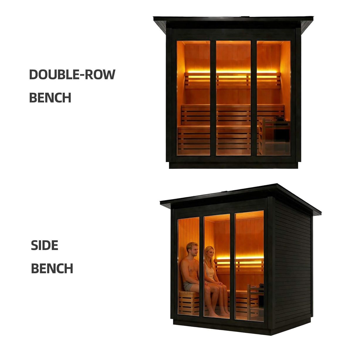 Custom 6-Person Luxury Canadian Red Cedar Outdoor Steam Sauna With Heater And Stones Made-To-Order