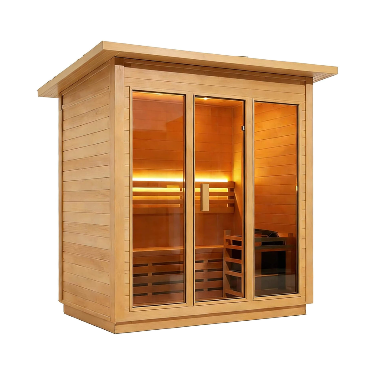 Custom 4-Person Luxury Canadian Hemlock Outdoor Steam Sauna With Heater And Stones Made-To-Order