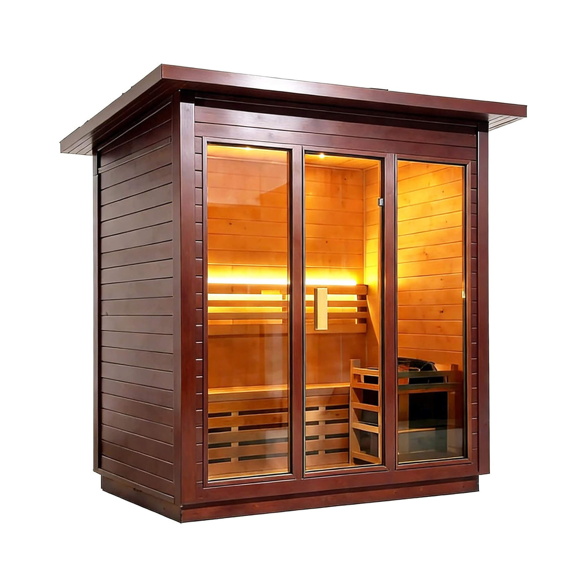 Custom 4-Person Luxury Canadian Red Cedar Outdoor Steam Sauna With Heater And Stones Made-To-Order