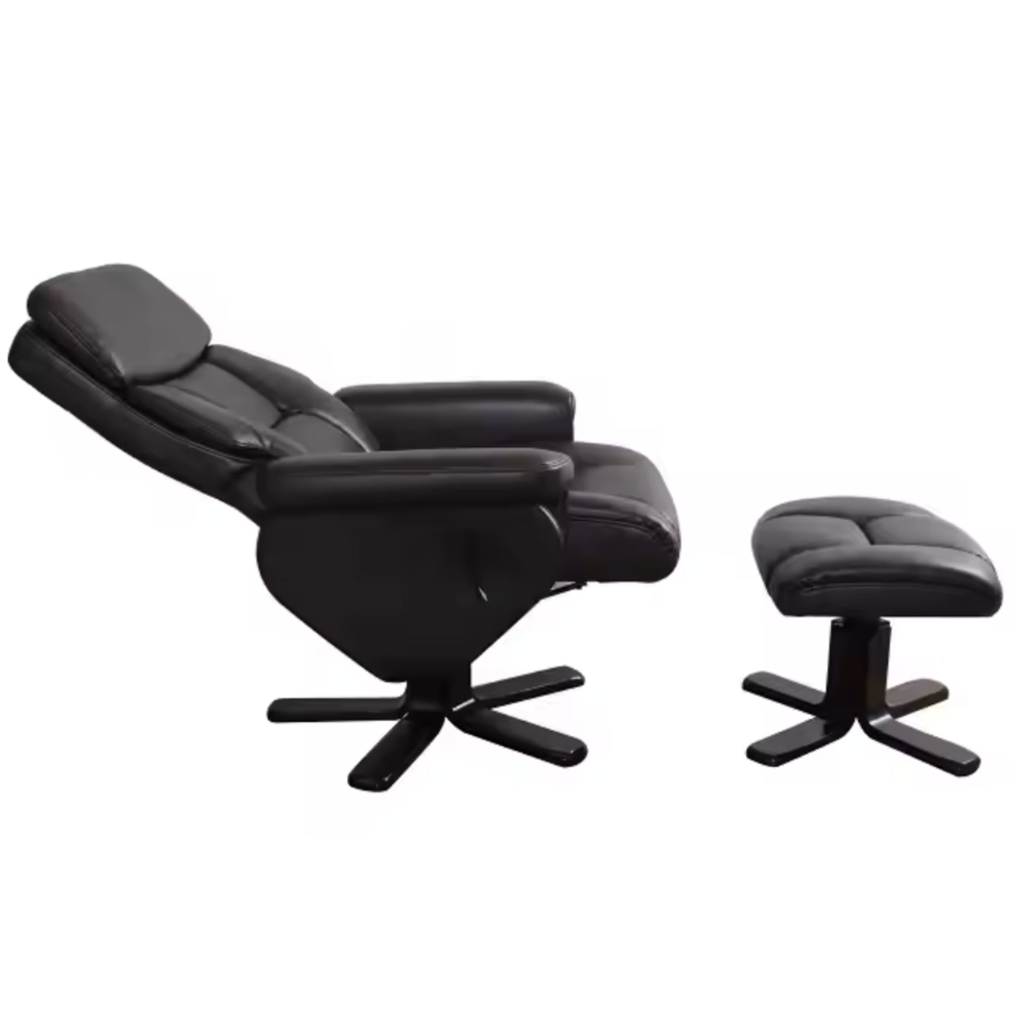 NoirEclipse Zero-Gravity Swivel Recliner & Ottoman Set