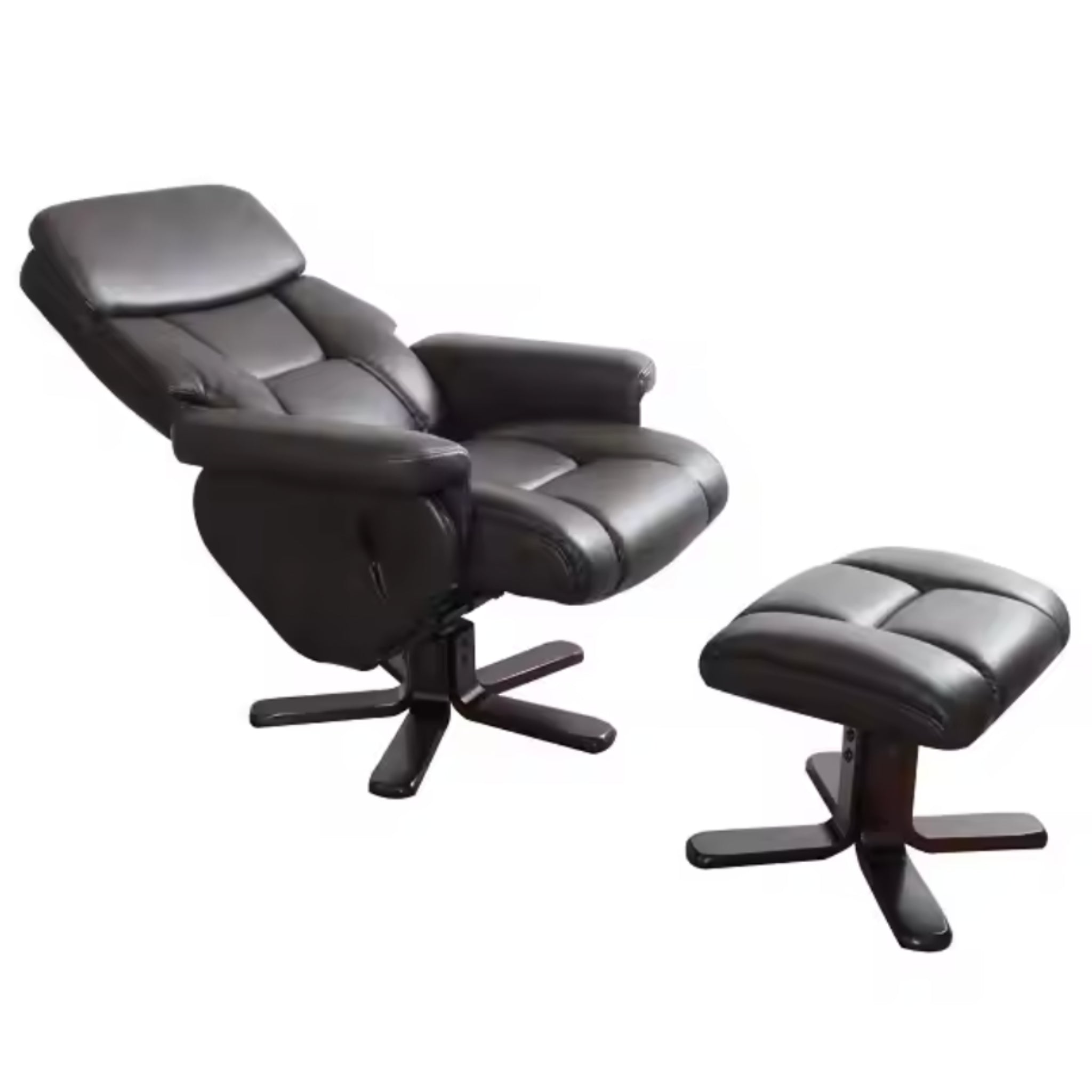 NoirEclipse Zero-Gravity Swivel Recliner & Ottoman Set