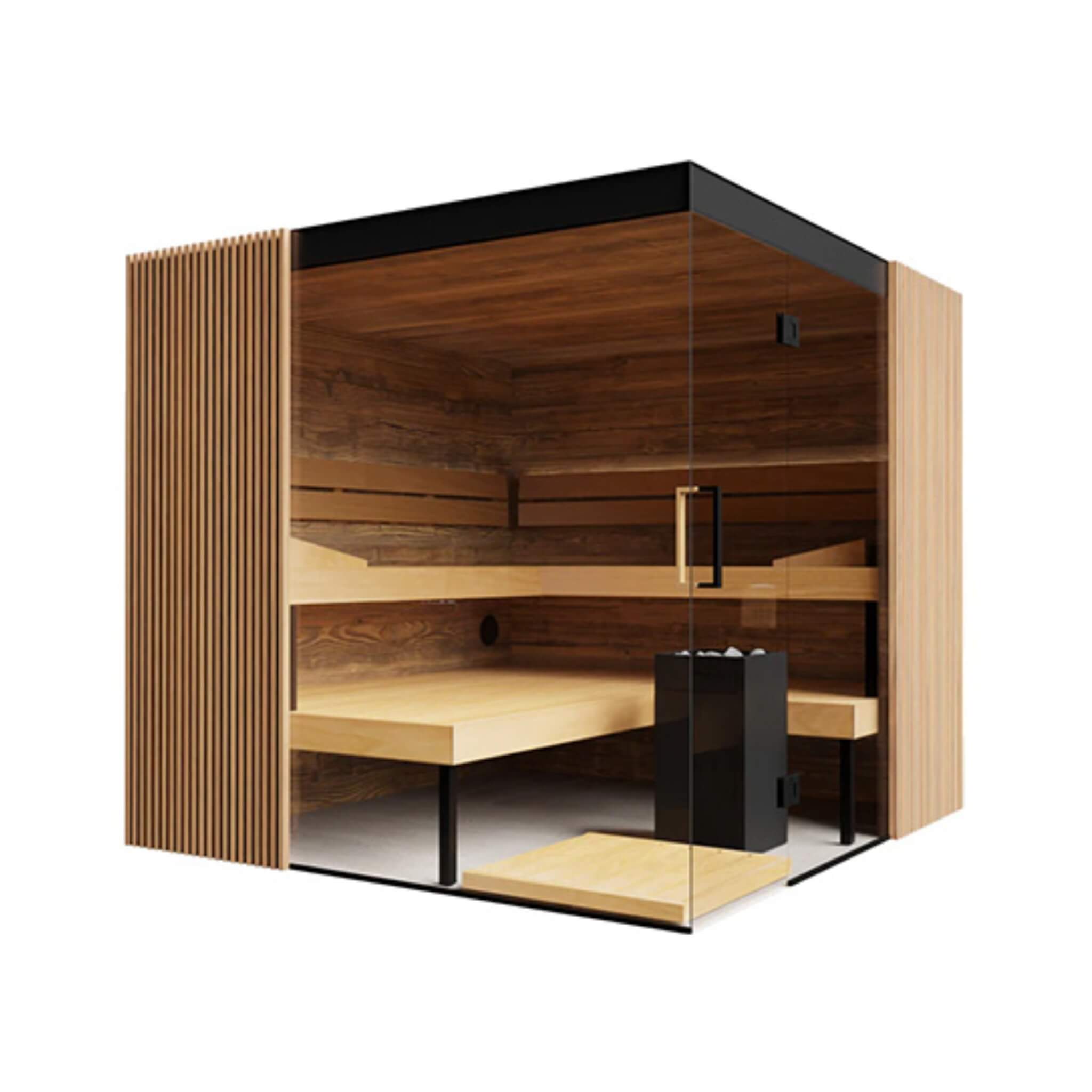 ThermaSol Aalto 4-Person Indoor Semi Panoramic Glass Sauna Cabin Made-To-Order