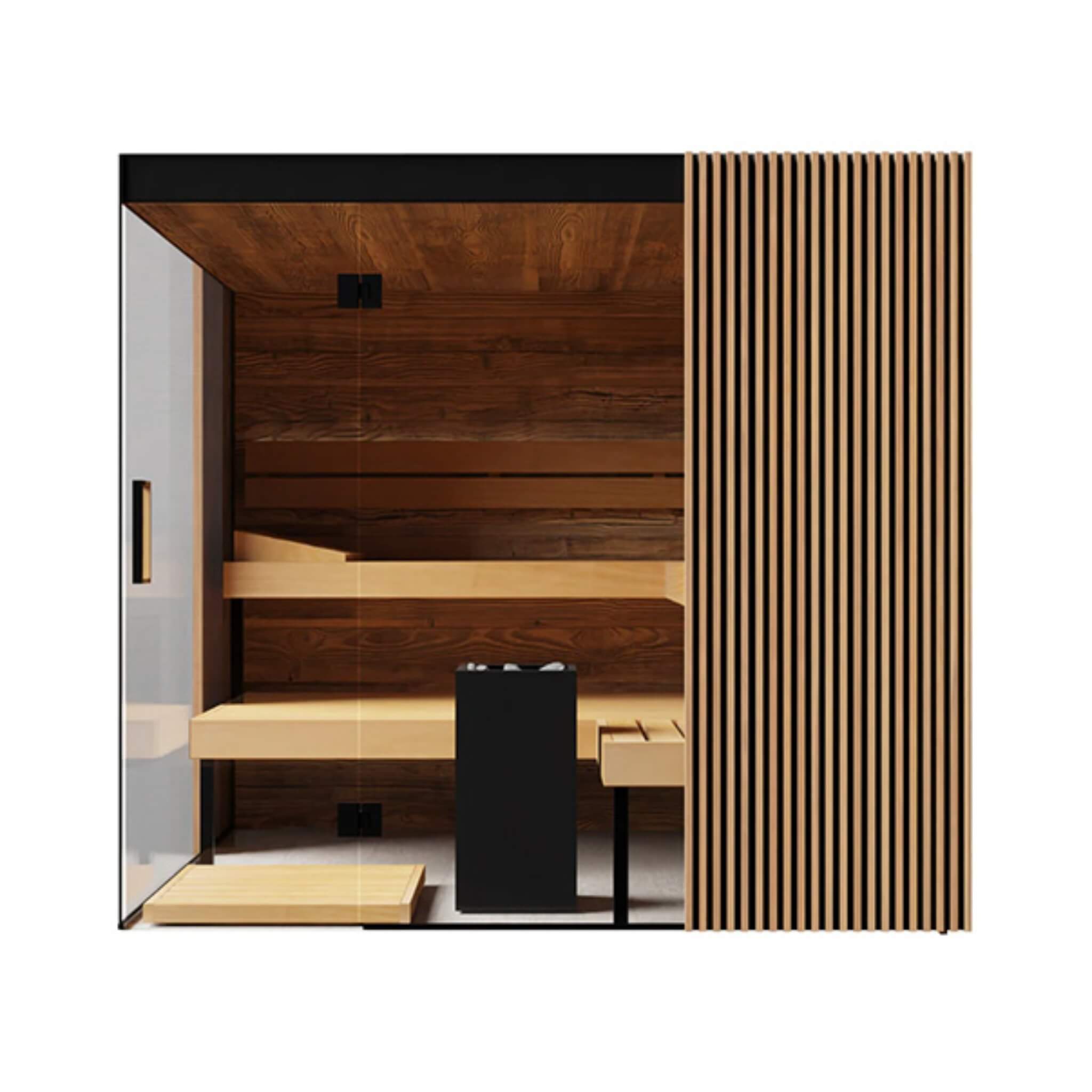 ThermaSol Aalto 4-Person Indoor Semi Panoramic Glass Sauna Cabin Made-To-Order