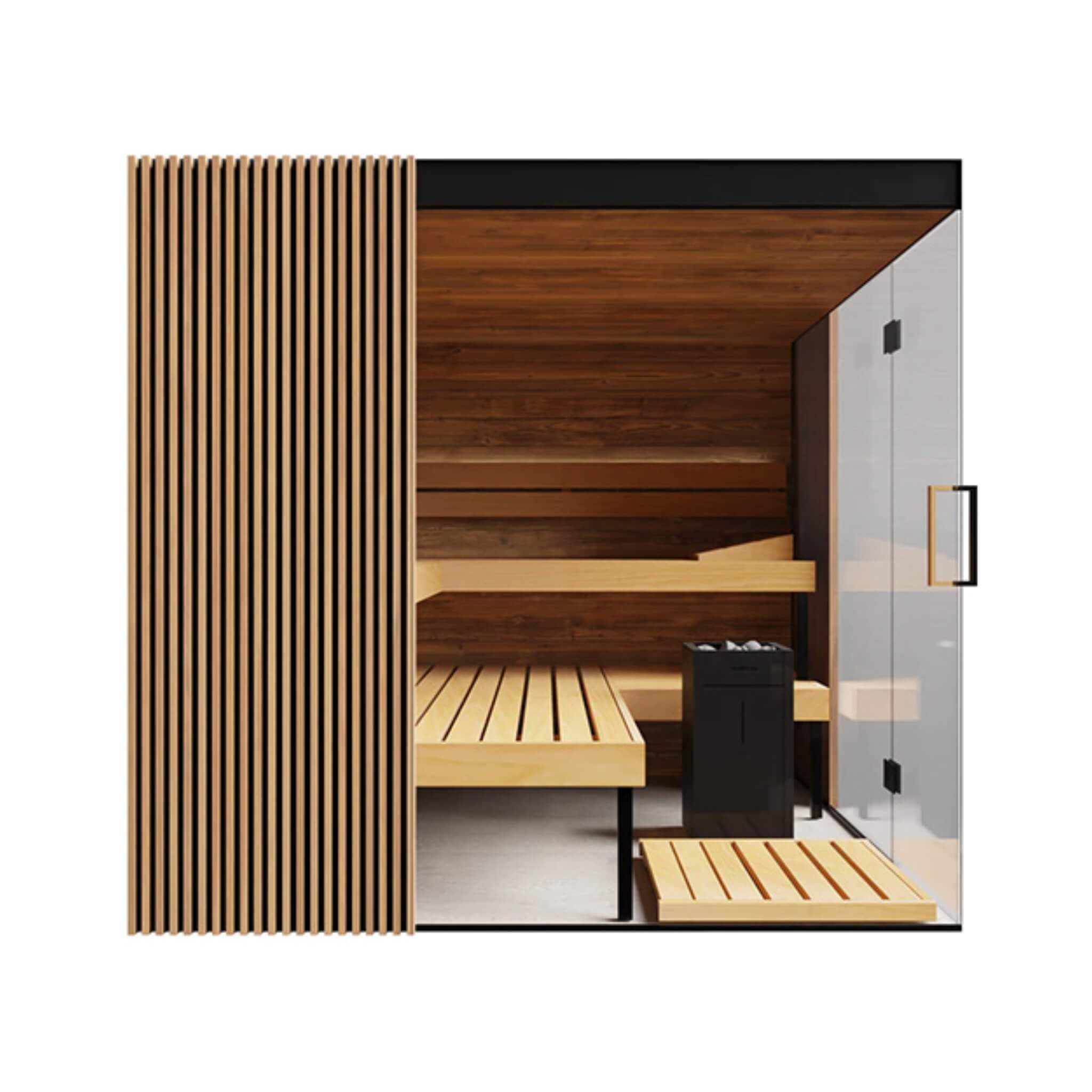 ThermaSol Aalto 4-Person Indoor Semi Panoramic Glass Sauna Cabin Made-To-Order