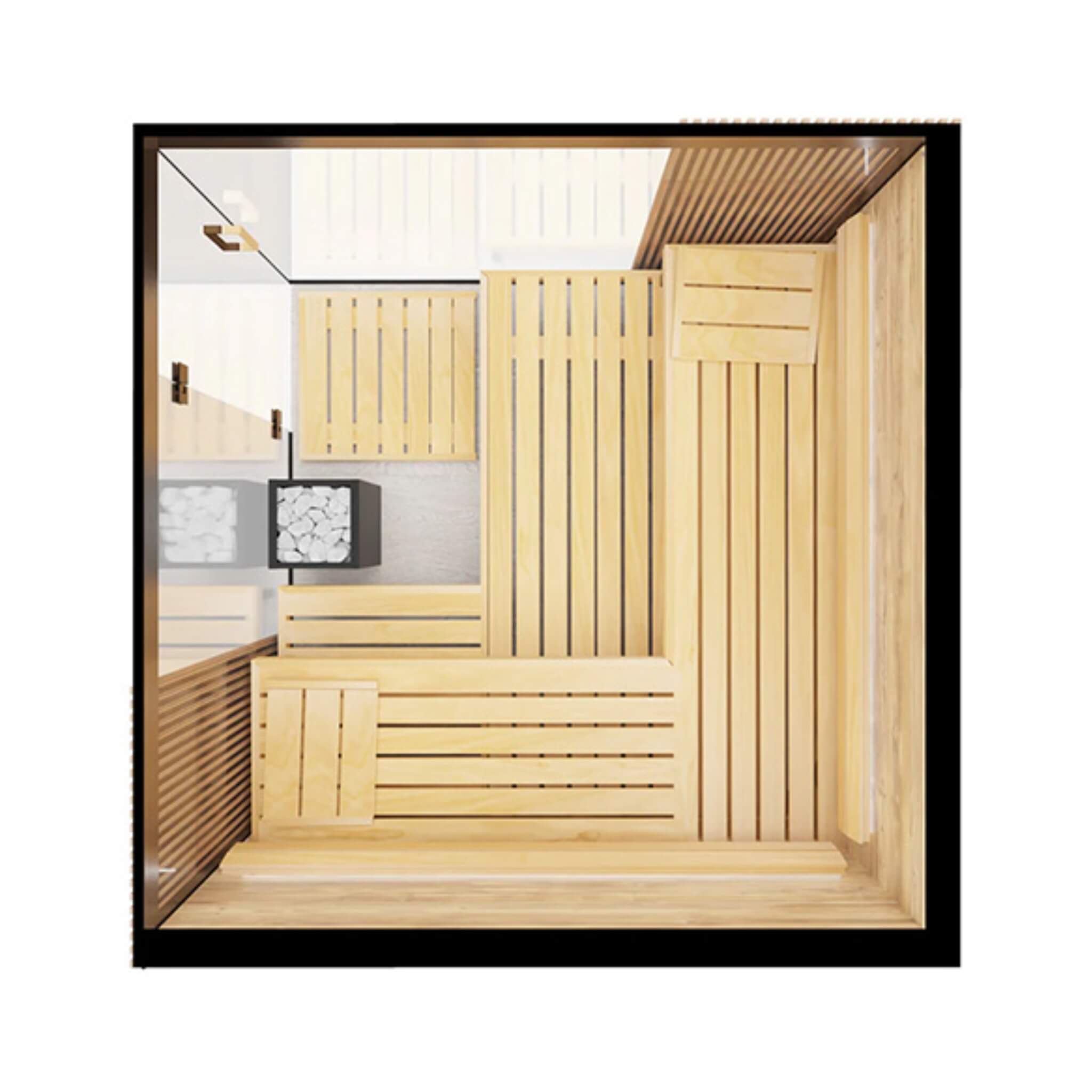 ThermaSol Aalto 4-Person Indoor Semi Panoramic Glass Sauna Cabin Made-To-Order