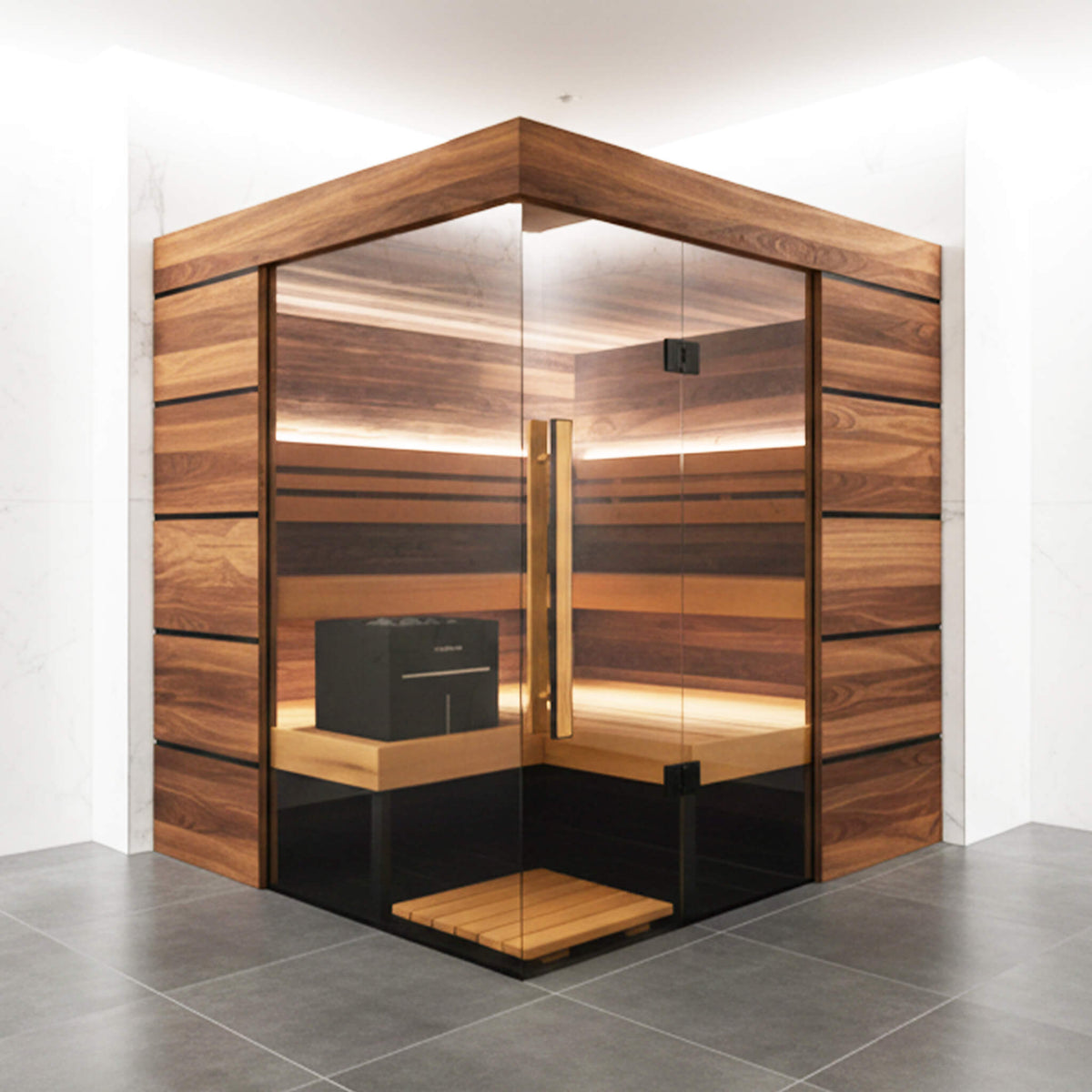 ThermaSol Astra 4-Person Indoor Semi Panoramic Glass Sauna Cabin Made-To-Order