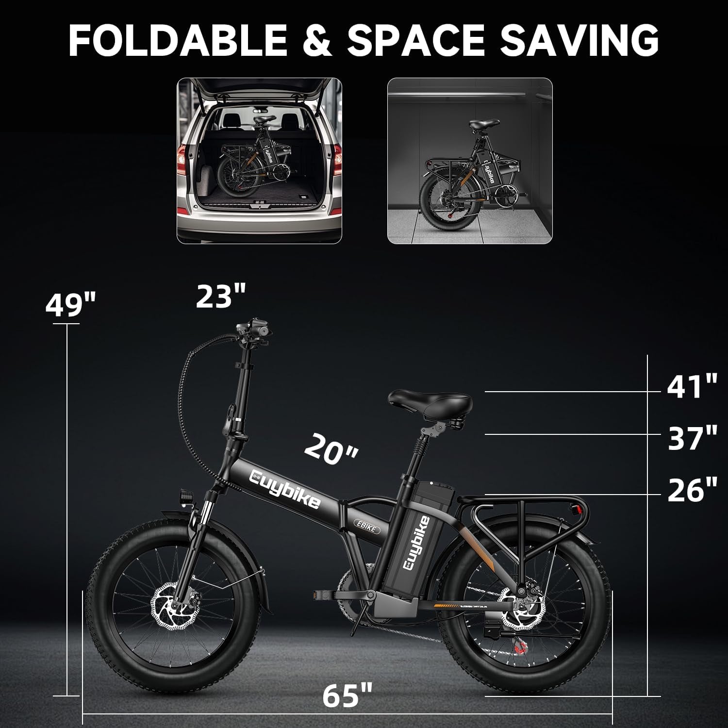 1000W Folding Electric Bike, 48V 20AH Large Removable Battery E Bike, 80 Miles Max Range, 20" Fat Tire Electric Bike for Adults, Adult Electric Bicycles for Commute Beach Snow