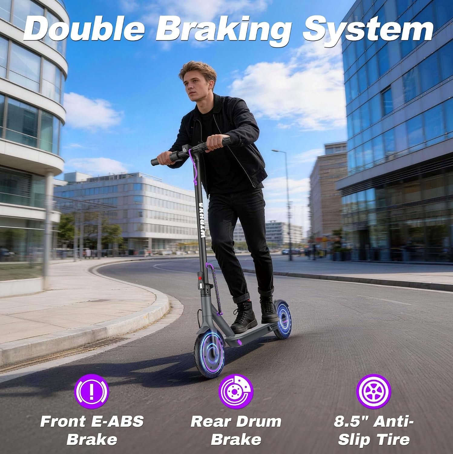 Electric Scooter for Adults, Electric Scooter, 350W Motor, 19 Mph Speed, 15 Miles Ranges, 8.5" Solid Tire, Foldable E-Scooter Adults, E Scooter with Dual Braking