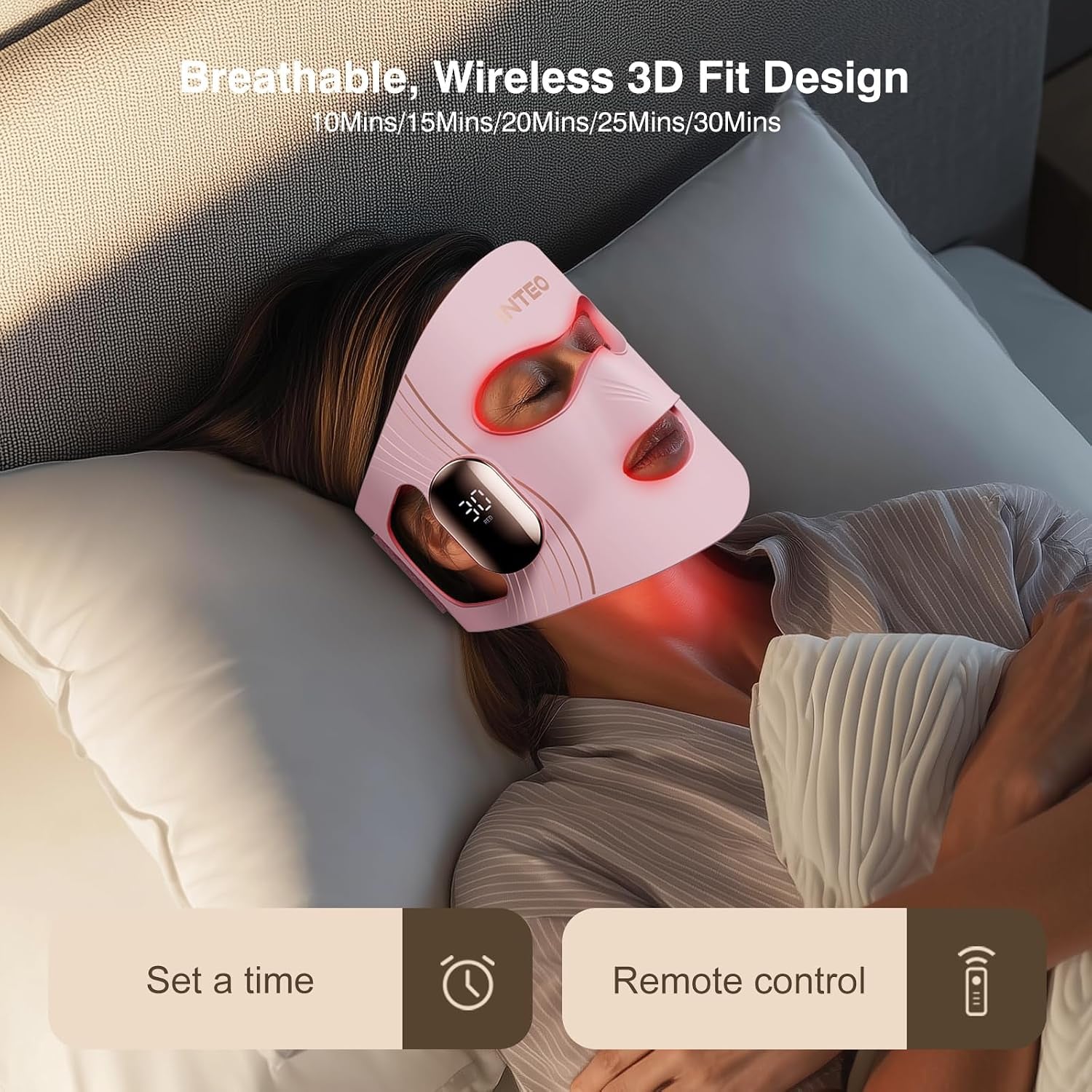 Red Light Therapy for Face 4 Modes, Breathable Red Light Therapy Mask with 4 Color Light Modes, 850NM Infrared LED Face Mask Light Therapy with Timer, Portable Led Mask for Home & Travel