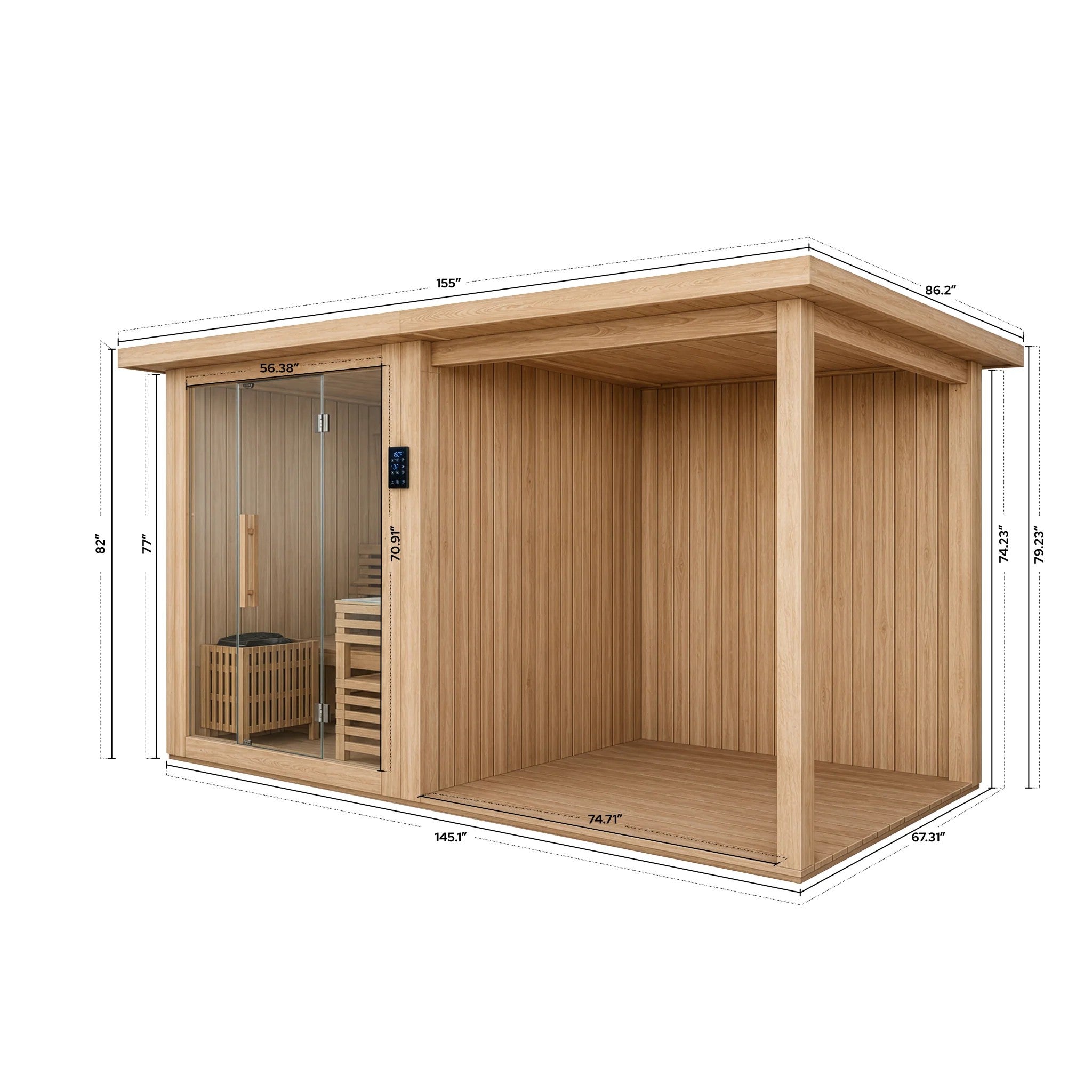 4-Person Traditional Sauna with Covered Deck