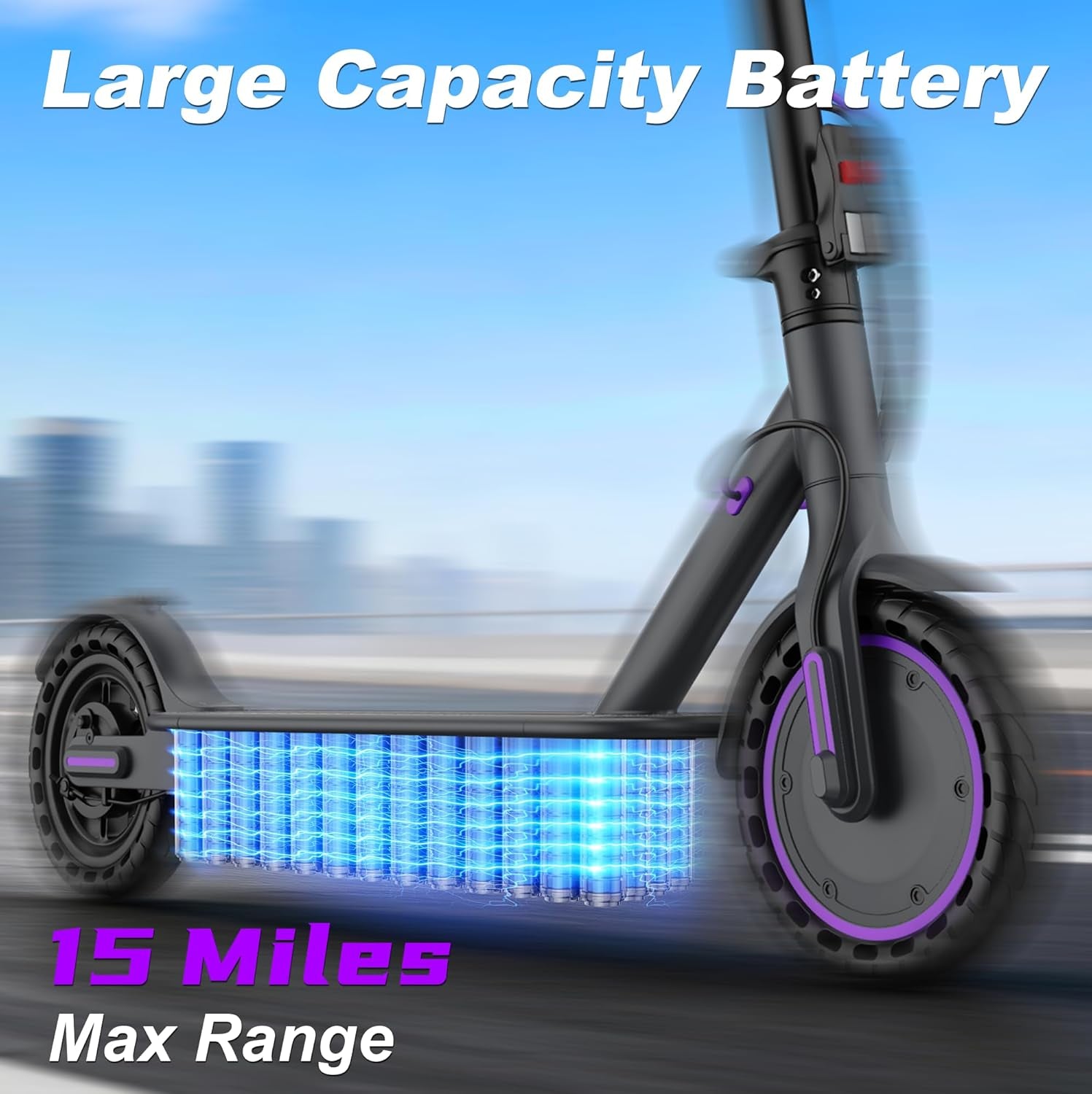 Electric Scooter for Adults, Electric Scooter, 350W Motor, 19 Mph Speed, 15 Miles Ranges, 8.5" Solid Tire, Foldable E-Scooter Adults, E Scooter with Dual Braking