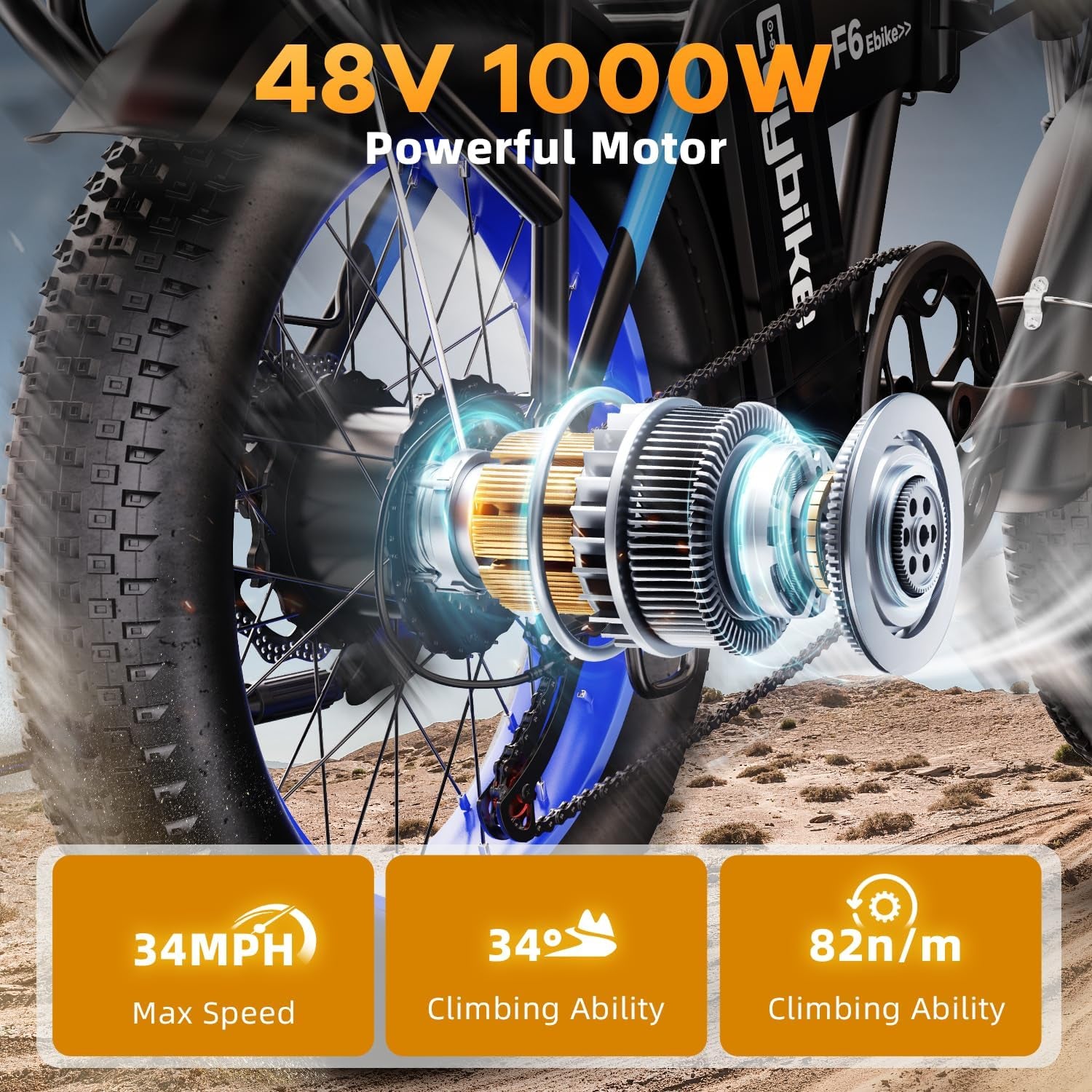 1000W Folding Electric Bike, 48V 20AH Large Removable Battery E Bike, 80 Miles Max Range, 20" Fat Tire Electric Bike for Adults, Adult Electric Bicycles for Commute Beach Snow