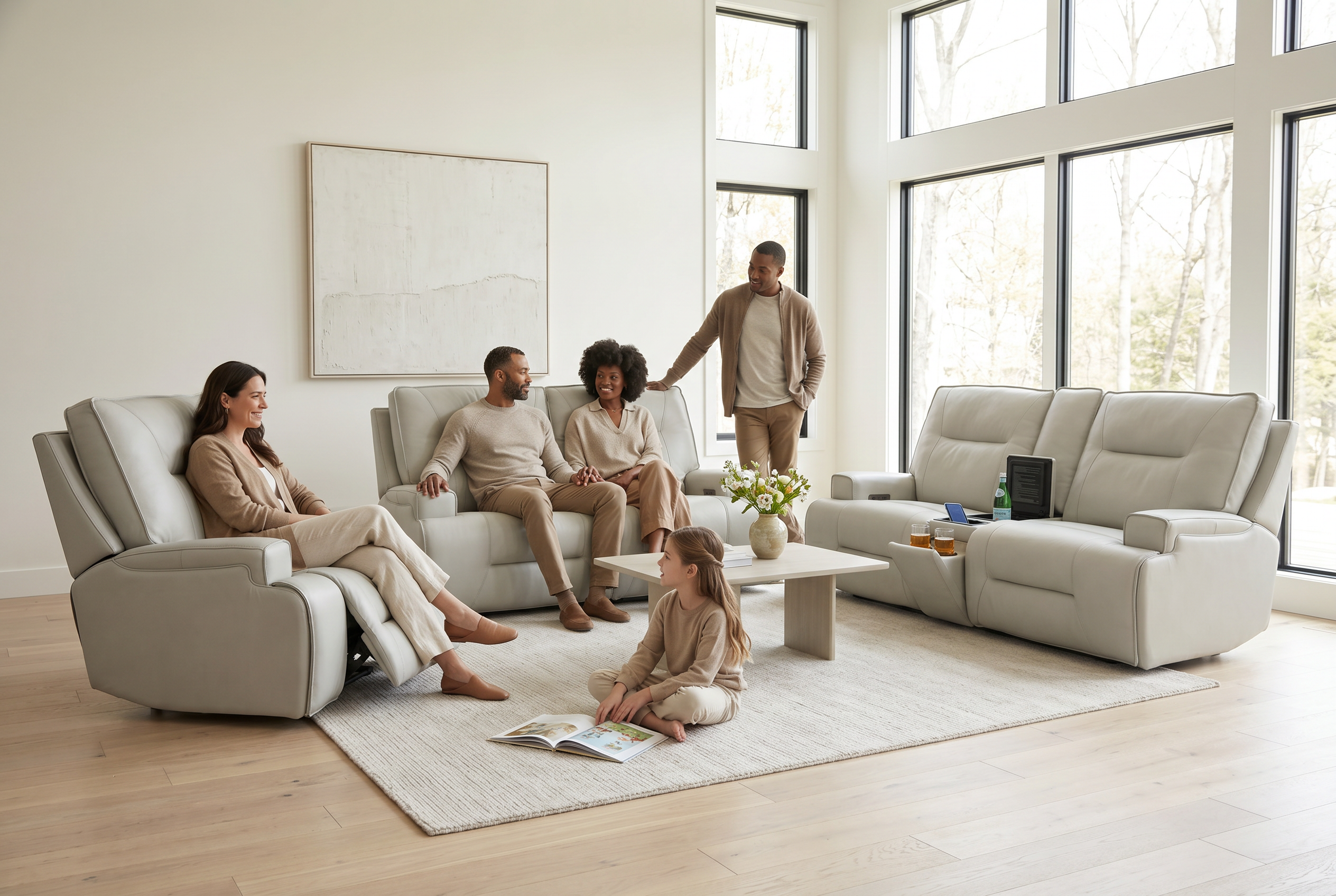 Atlas Fog Zero Gravity Power Reclining Sofa w/ Fridge