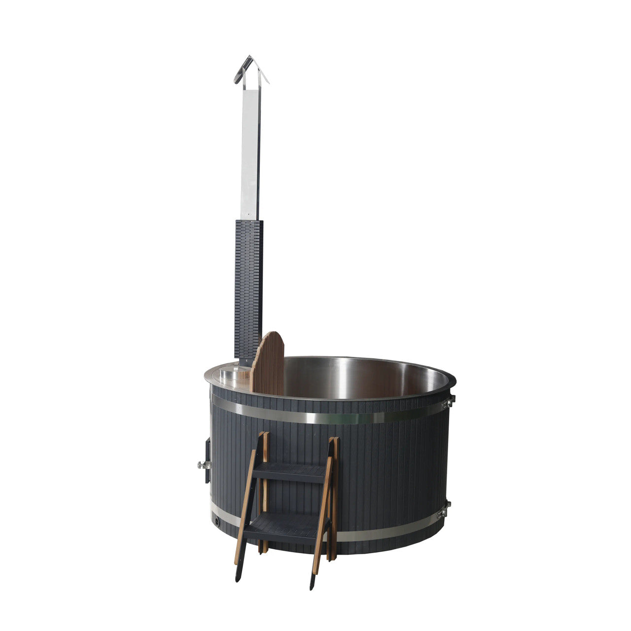 Stainless Steel Hot Tub & Cold Plunge Tub – Wood-Fired Heater – 3-5 People
