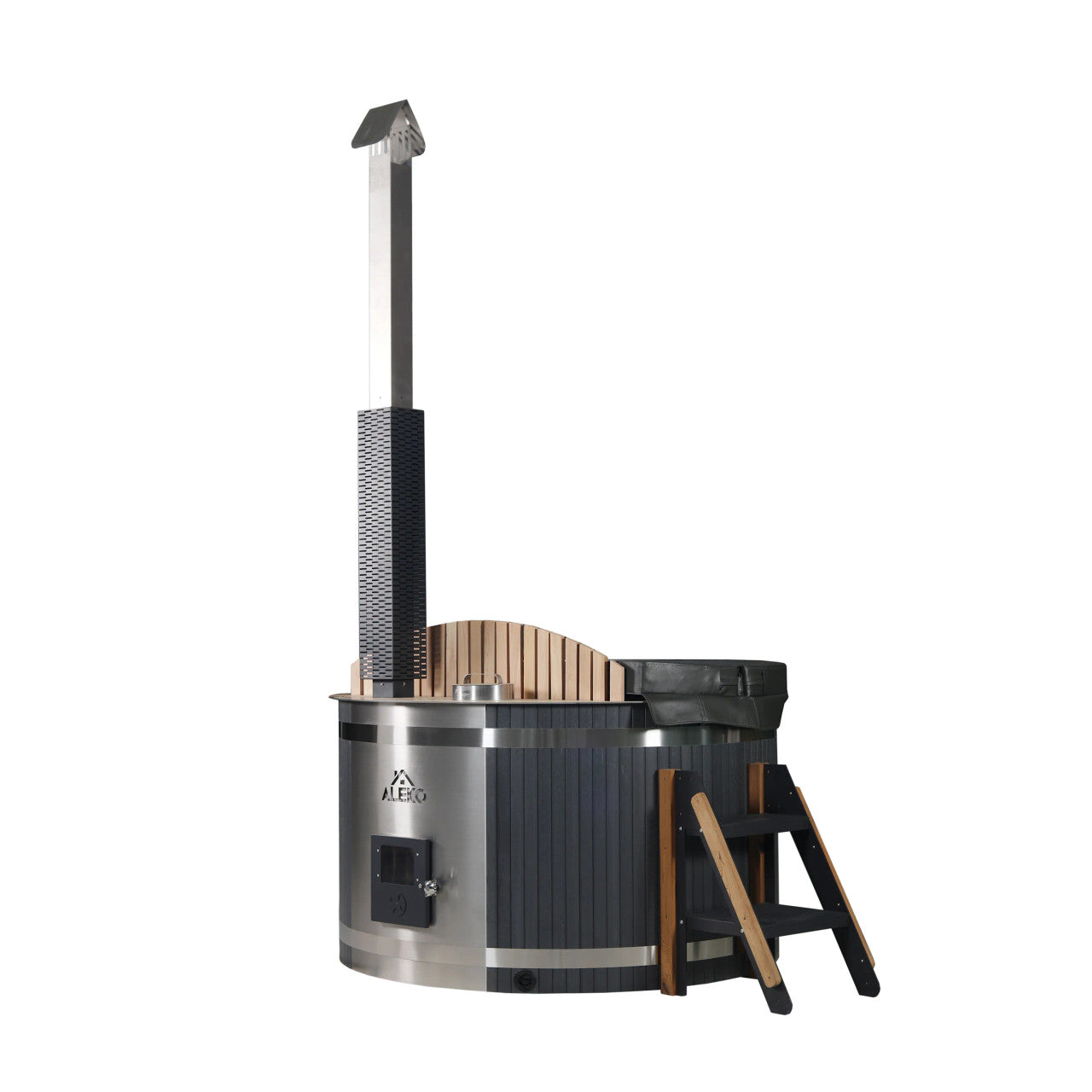 Stainless Steel Hot Tub & Cold Plunge Tub – Wood-Fired Heater – 3-5 People