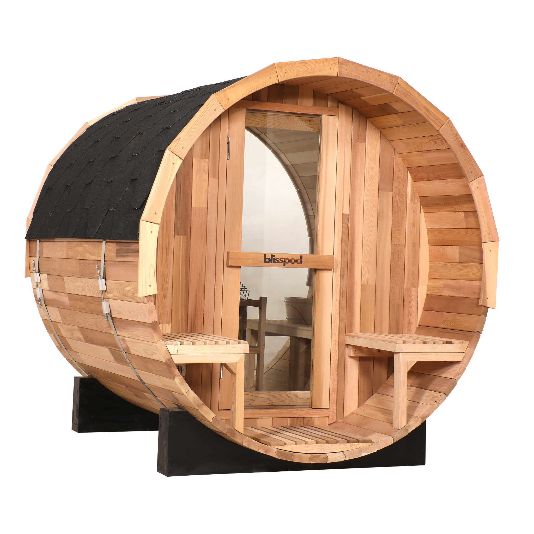 Blisspod, Prague, Canadian Red Cedar Outdoor Steam Barell Sauna, 2-4 / 4-6 persons