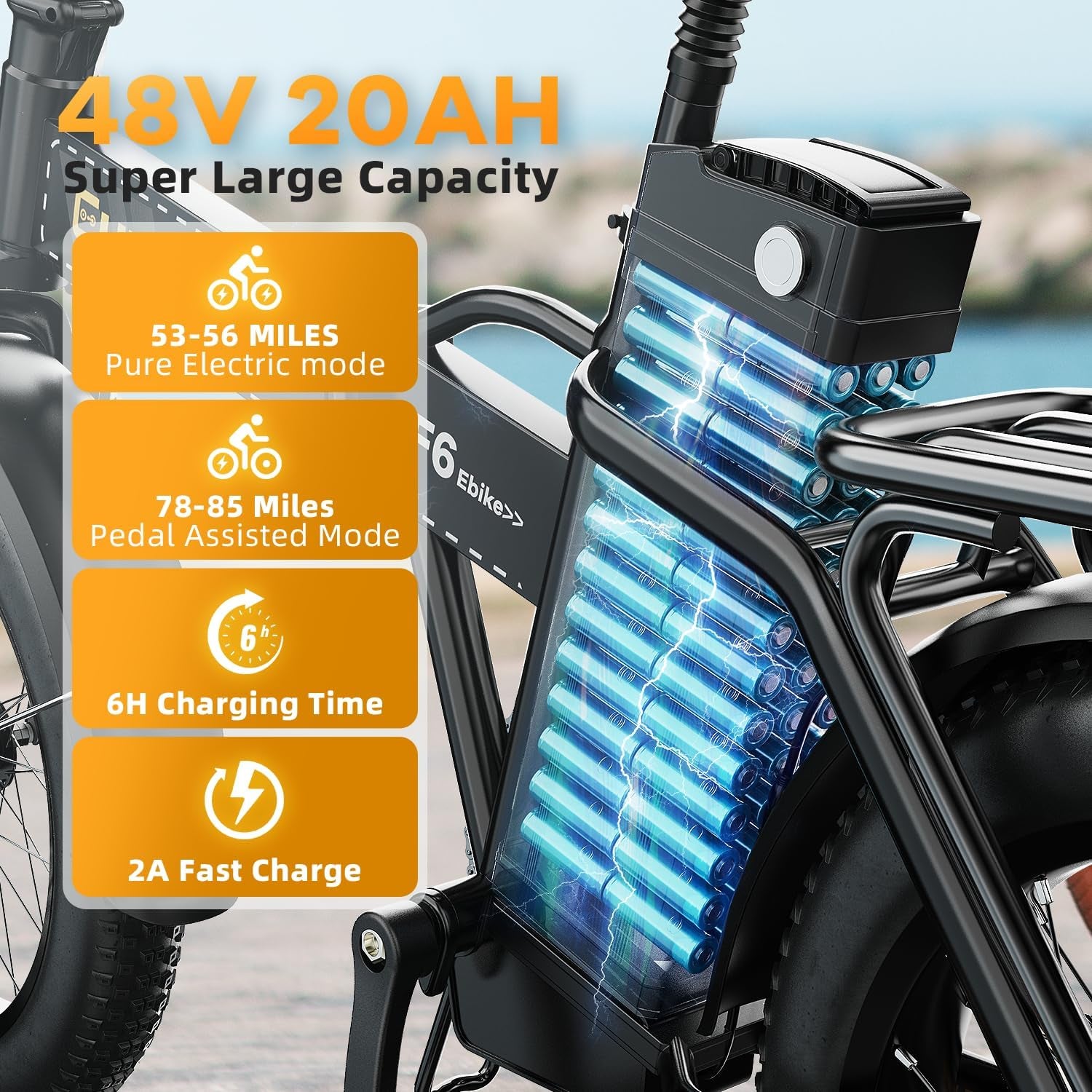 1000W Folding Electric Bike, 48V 20AH Large Removable Battery E Bike, 80 Miles Max Range, 20" Fat Tire Electric Bike for Adults, Adult Electric Bicycles for Commute Beach Snow