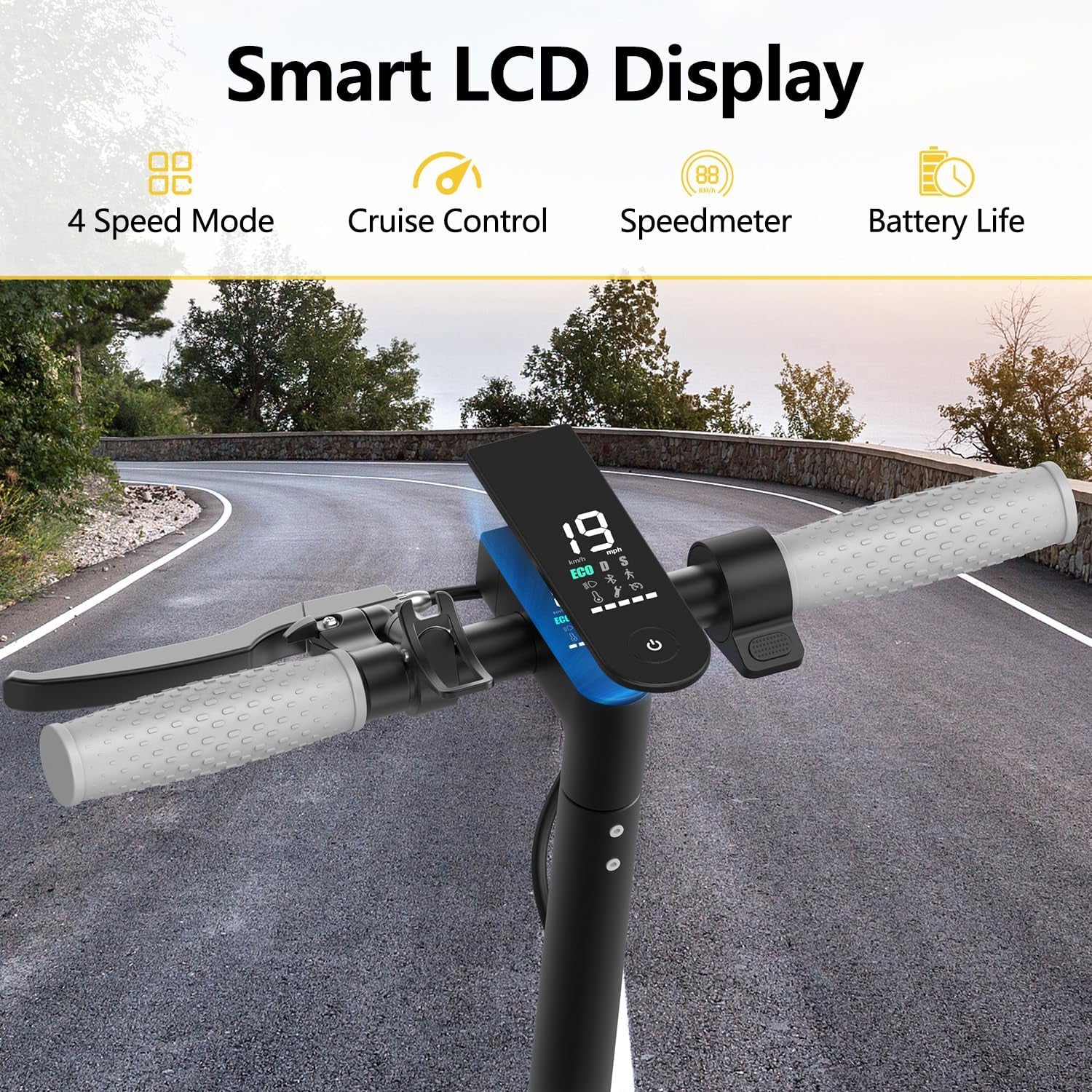 Electric Scooter for Adults with Seat, 15-21 Miles Range Scooters, 19Mph Escooter, 8.5"/10" Folding Scooters with APP Control, 350W/500W Commuting Scooter Kick Scooter with Dual Braking System