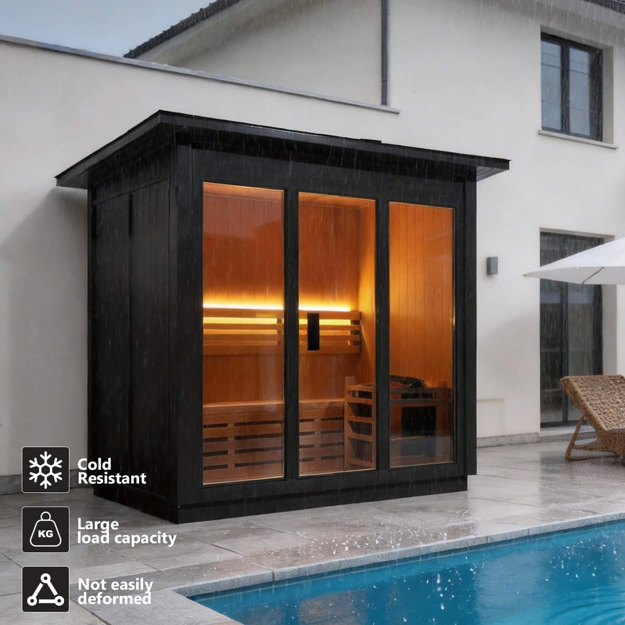 Custom 4-Person Luxury Spruce Outdoor Steam Sauna With Heater And Stones [Made-To-Order]