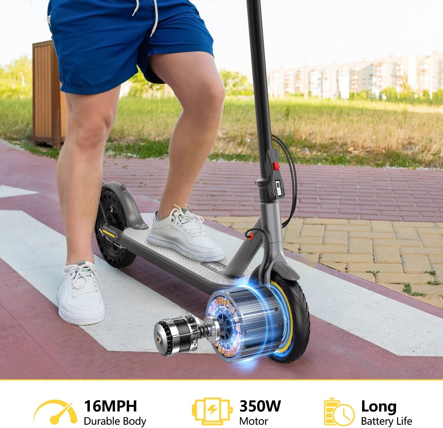 Electric Scooter for Adults with Seat, 15-21 Miles Range Scooters, 19Mph Escooter, 8.5"/10" Folding Scooters with APP Control, 350W/500W Commuting Scooter Kick Scooter with Dual Braking System