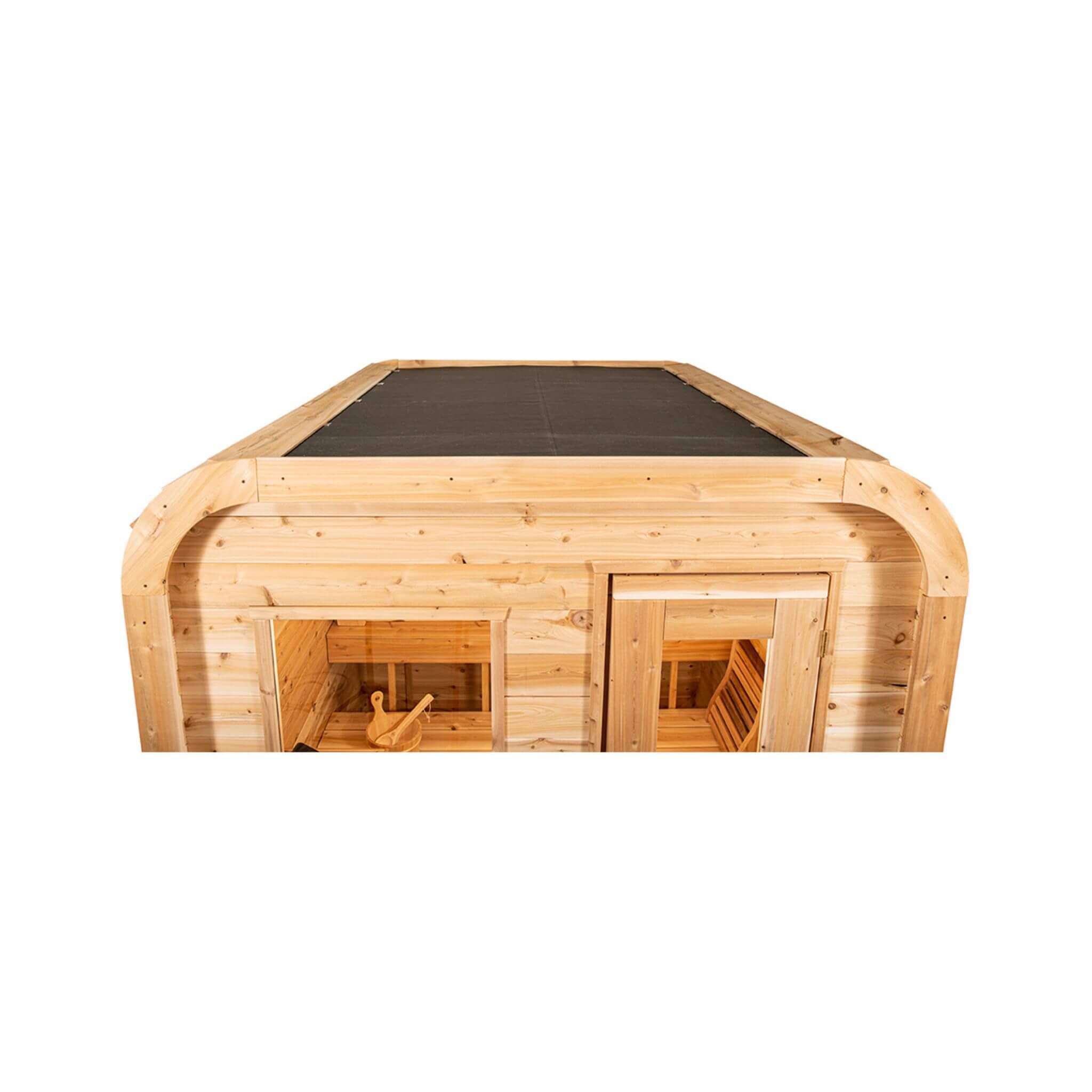 Dundalk Leisurecraft 4-Person Canadian Timber Luna Cube Sauna With Sloped Roof And Front Window [CTC22LU] (SAK96475)