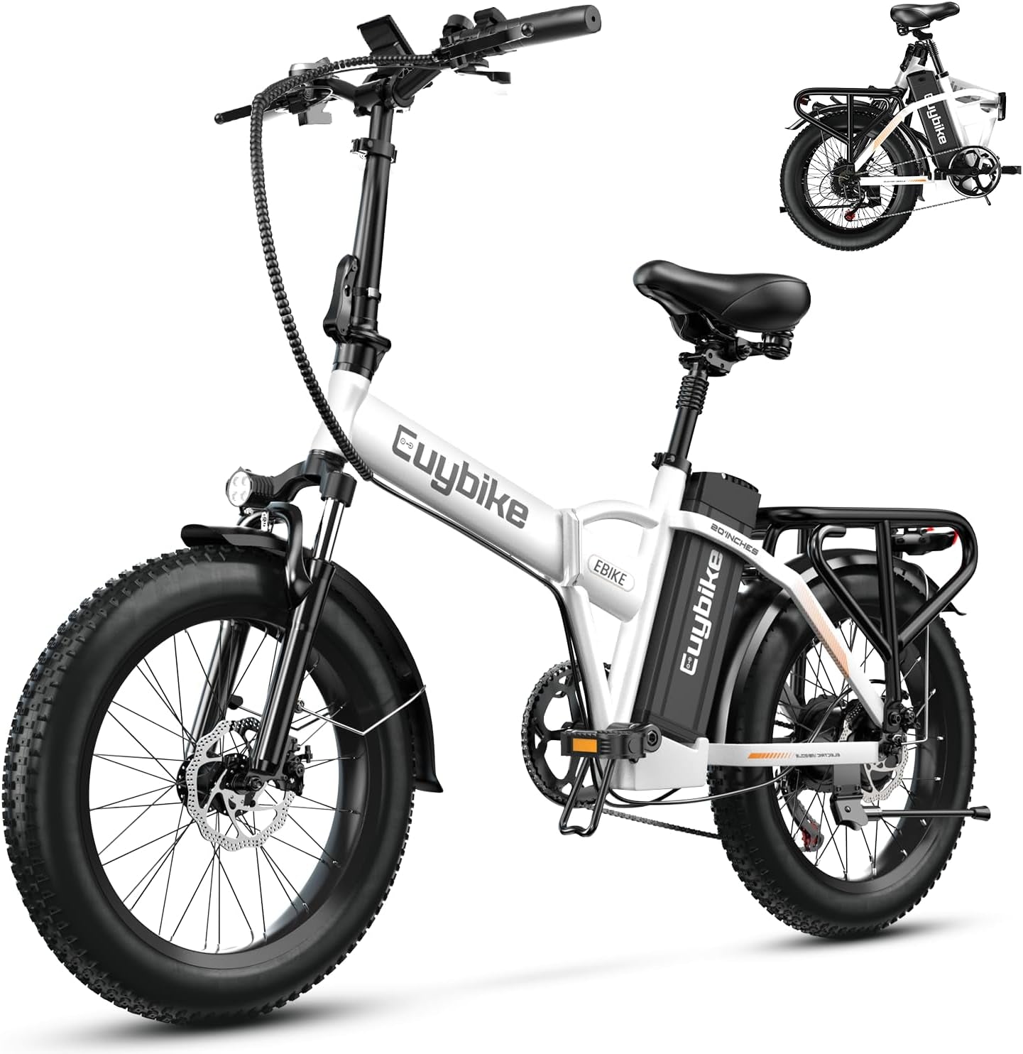 1000W Folding Electric Bike, 48V 20AH Large Removable Battery E Bike, 80 Miles Max Range, 20" Fat Tire Electric Bike for Adults, Adult Electric Bicycles for Commute Beach Snow