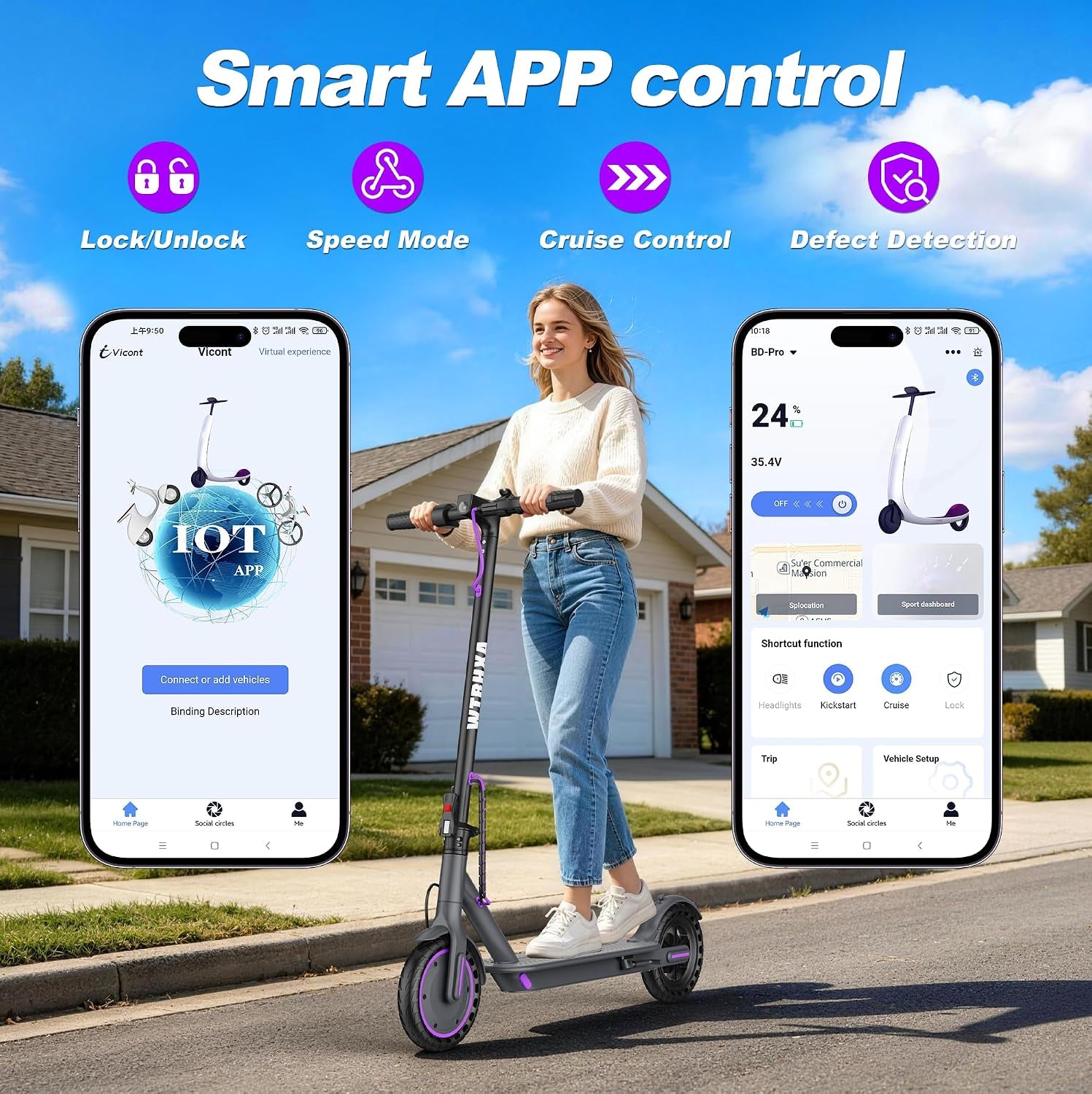 Electric Scooter for Adults, Electric Scooter, 350W Motor, 19 Mph Speed, 15 Miles Ranges, 8.5" Solid Tire, Foldable E-Scooter Adults, E Scooter with Dual Braking