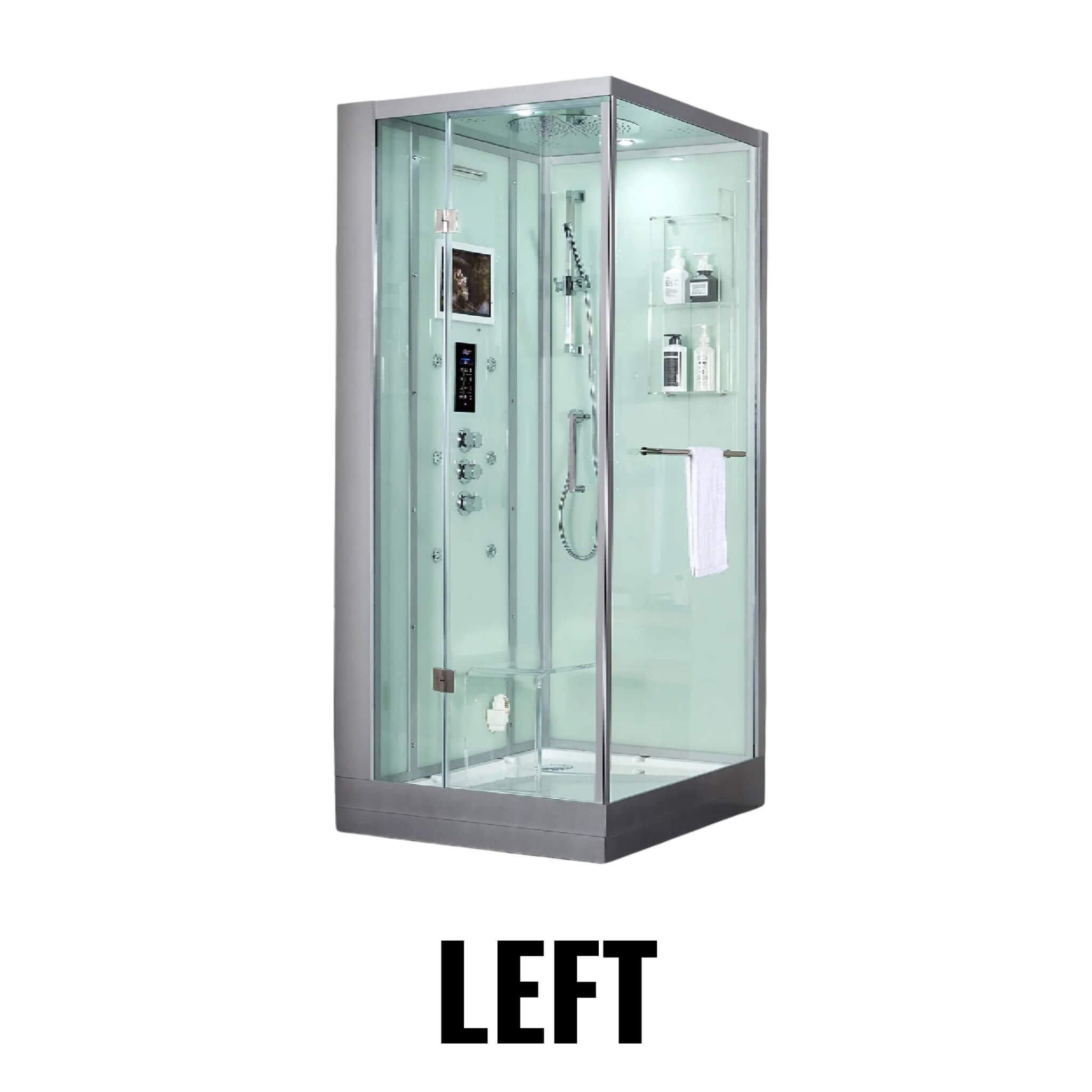 Maya Bath Platinum Arrezo Steam Shower With Rainfall Ceiling Shower